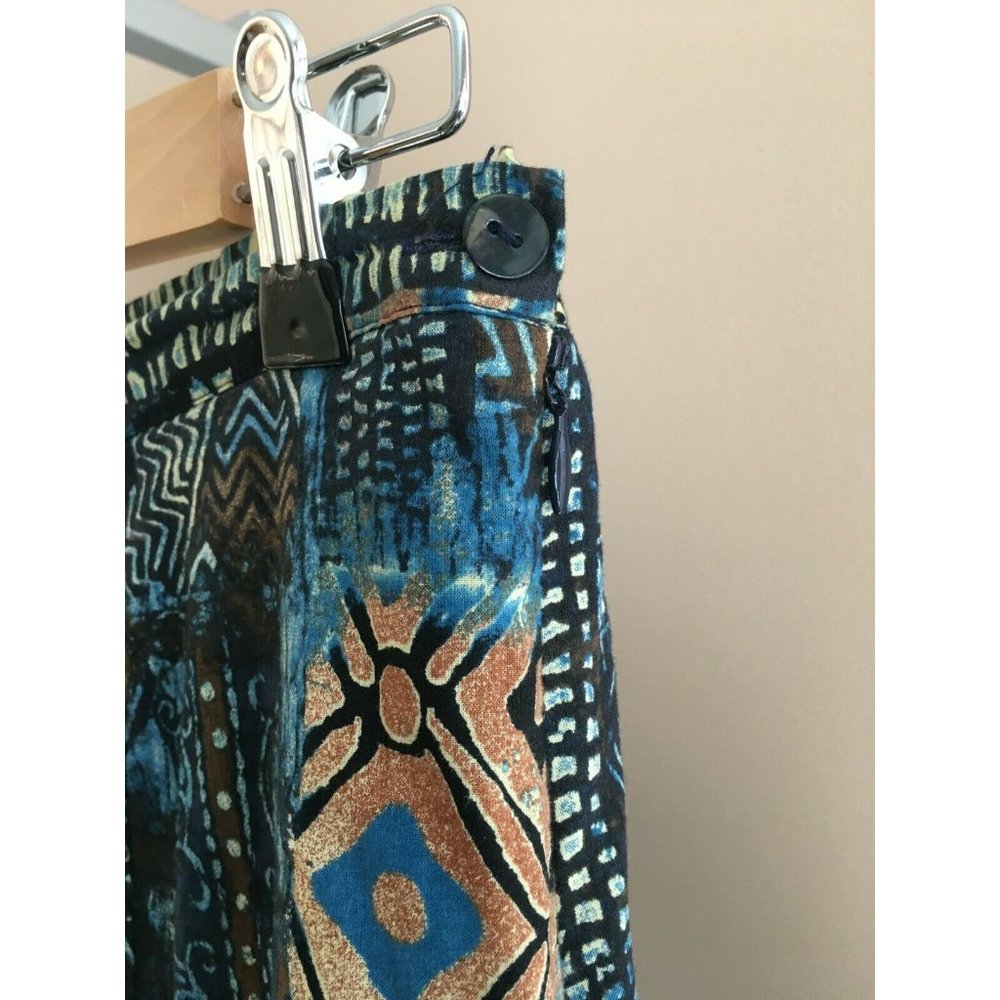 Chicos Long A-Line Skirt Lined Blue Patterned Chicos Size 1 Womens Size M 8 - Picture 3 of 5